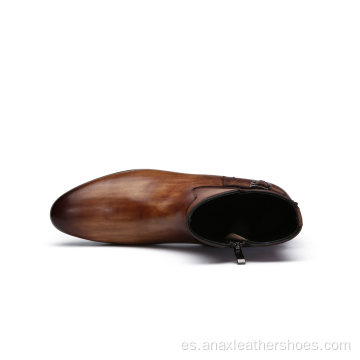 Botas cómodas de negocios de cuero con cremallera para hombres Zapatos